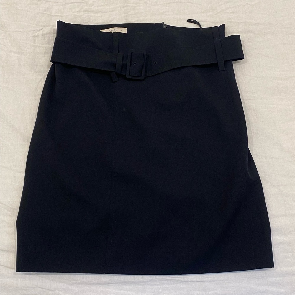 Vintage Prada Navy Belted Miniskirt
